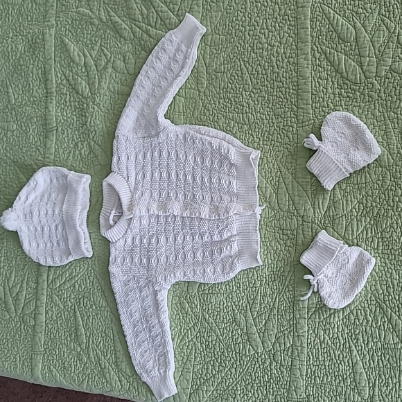 Bright Future Hand knit Sweater, Hat & Bootie Set - Picture 1 of 7